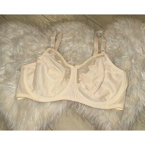 Bali 0180 Lace Comfort U Flower Full Figure Bra Unlined UW Womens 38DD Beige New